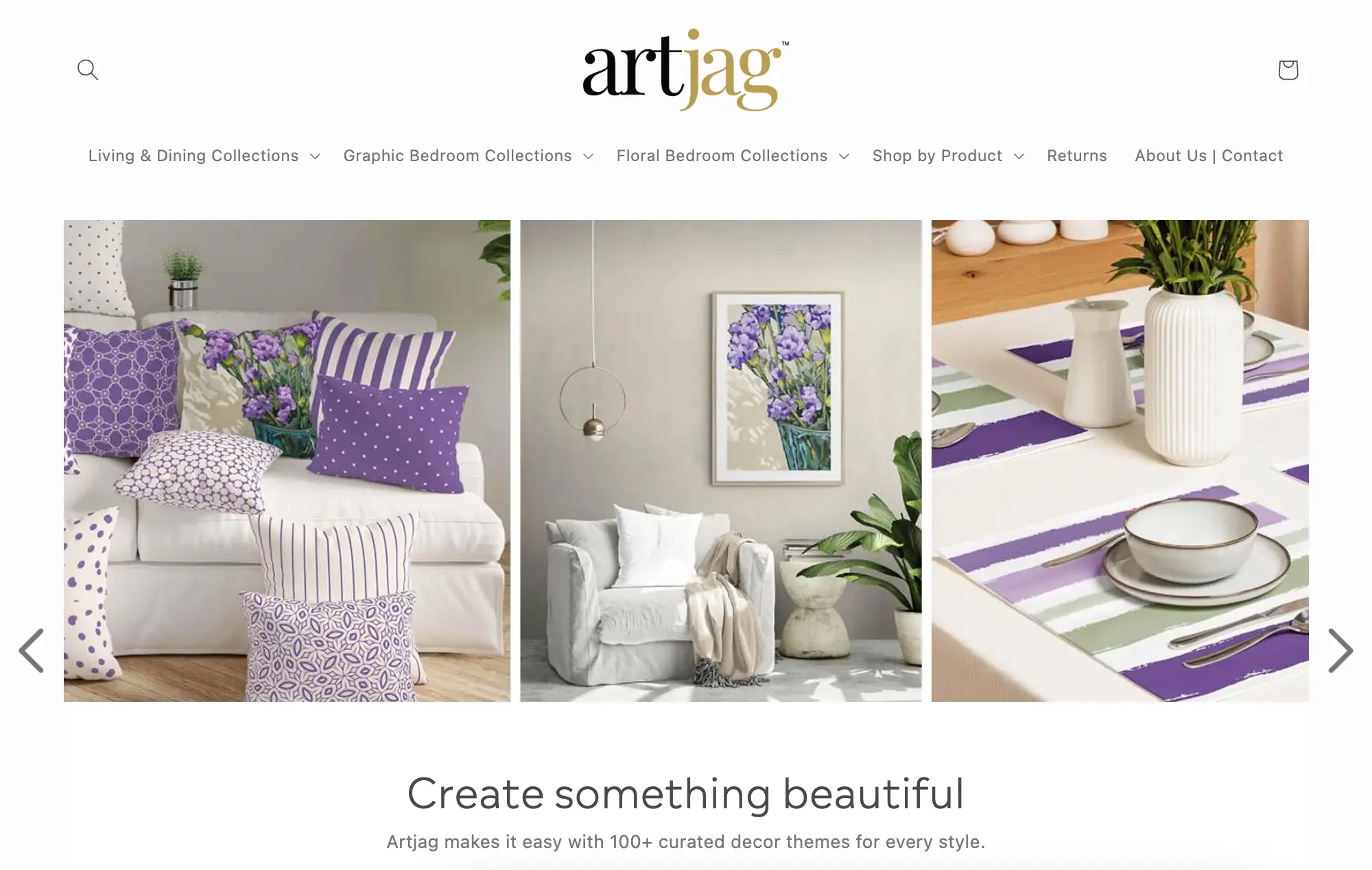 artjag shopify store homepage