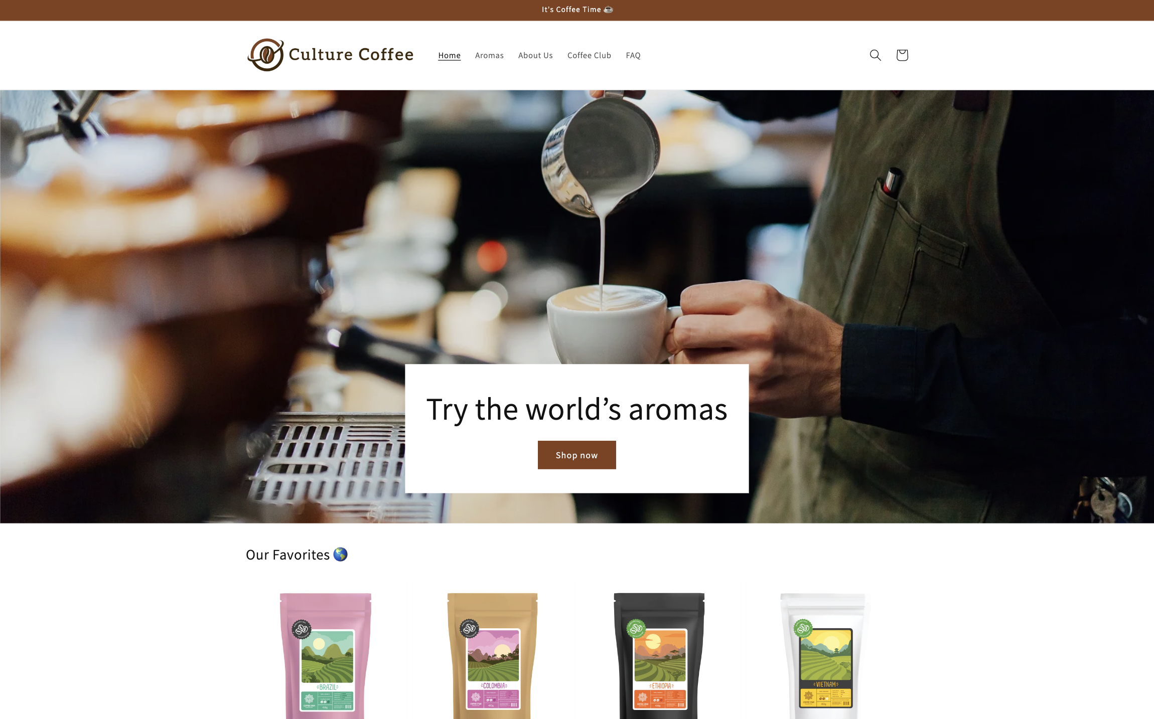 culture coffee store homepage